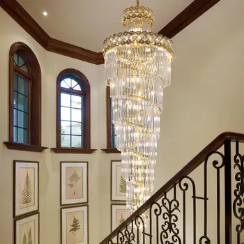 Современный большой кулон в стиле ар-деко, роскошная Изысканная хрустальная люстра K9, светодиодная подвесная лампа для гостиной