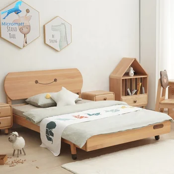 Оптовая продажа удобной мебели бревенчатого цвета в скандинавском стиле Детская комната Детская кровать из массива дерева 1,3 метра