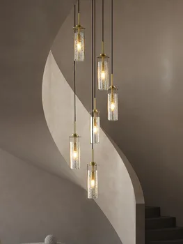 Современные светодиодные люстры, стеклянные подвесные светильники для потолочного освещения для гостиной, Подвесная потолочная люстра для лестницы