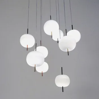 Светодиодный подвесной светильник Kundalini Kushi в стиле минимализм, гостиная, итальянский дизайн, лампа, бар, кухня, деко, Молочное стекло, белый подвесной светильник