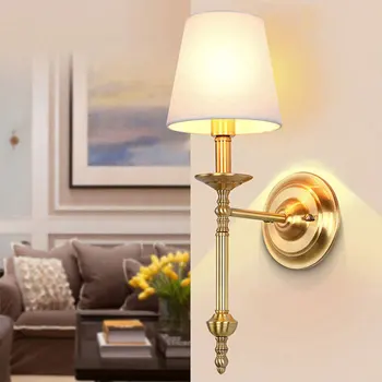Прикроватный светильник из скандинавской медной ткани для гостиной, спальни, офиса, кабинета, прохода, коридора, настенного светильника, лестницы, ванной комнаты, светильника