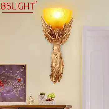 86LIGHT Современный светодиодный настенный светильник Angel, креативный интерьер, бра из золотой смолы для дома, гостиной, гостиничного коридора. Декор