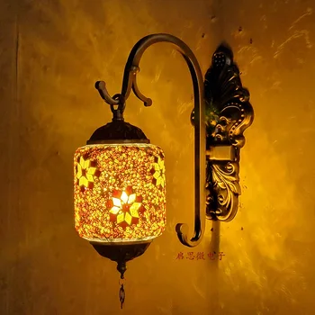 Новейший светодиодный настенный светильник в средиземноморском стиле Арт-деко Турецкая мозаика Настенный светильник из стекла ручной работы Романтический свет домашнего декора