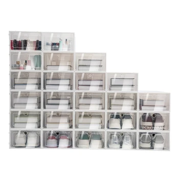 Набор из 24 шт. обувных коробок, Складной Пластиковый Прозрачный Органайзер для дома, Стеллаж для обуви, Стеллаж для хранения