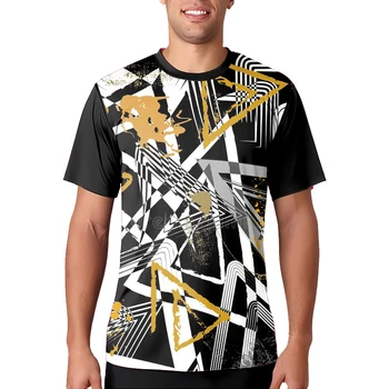 2023 Мужская футболка для бега на открытом воздухе с объемным 3D-принтом для бадминтона / настольного тенниса, круглый вырез, Быстросохнущий короткий рукав