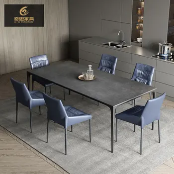 Мебель для столовой стол из итальянского сланца стол для дома стол из алюминиевого сплава современные простые прямоугольные обеденные столы и стул