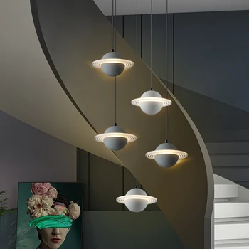 Подвесной светильник LED Planet, современная креативная люстра, домашний декор для детской комнаты, прикроватная тумбочка для спальни, персонализированная лампа в скандинавском стиле