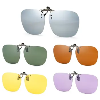 Поляризованные Солнцезащитные очки с клипсой Без оправы UV400, Удобные Солнцезащитные очки с Откидной крышкой для Рецептурных очков, Металлические Клипсы Полигональных Оттенков