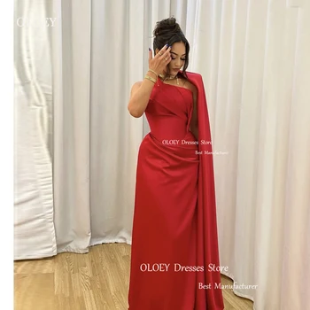 Красные вечерние платья OLOEY, Саудовская Арабская женская атласная длинная куртка-накидка, Дубайские женские вечерние платья для выпускного вечера, праздничные платья