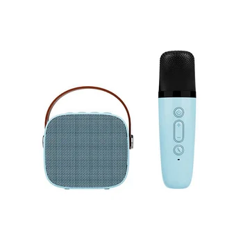 Динамик Bluetooth с микрофоном - с беспроводным микрофоном - Портативный динамик для караоке-бара (синий)