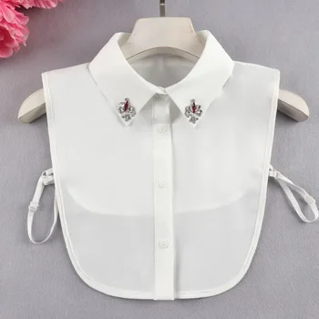 Белый искусственный воротник с лацканами для женщин, винтажная рубашка со съемным воротником, блузка с накладным воротником и лацканами, топ, женская одежда, аксессуары.
