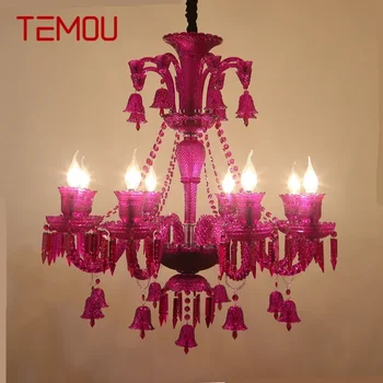 Подвесной светильник TEMOU с хрусталем в роскошном стиле, Европейская лампа-свеча, Художественная гостиная, Ресторан, спальня, Вилла, Люстра