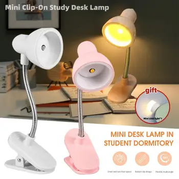 Мини-светильник для чтения книг, мини-настольная лампа для учебы, работающая на батарейках, гибкая прикроватная настольная лампа, светодиодные лампы освещения