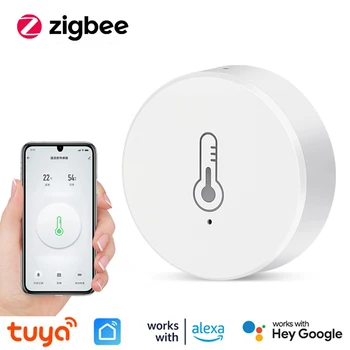 Датчик температуры и влажности Tuya ZigBee Работает с Alexa Google Home Smart Home Assistant Smart Life /Tuya Smart App Control