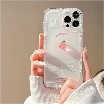 3D Розовый Персиковый Смайлик Прозрачный Чехол Для Телефона Redmi Note 11 12 8 10 7 9 Pro 9A 9C Xiaomi 11t 12T Pro Poco F3 X3 X5 Мягкий Чехол