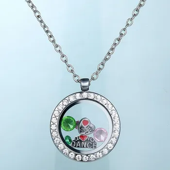 Бесплатная доставка, 25 шт./лот, сублимационное пустое круглое ожерелье с бриллиантом для подарков на заказ