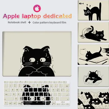 Чехол для ноутбука с рисунком черного кота, водонепроницаемый чехол для клавиатуры Macbook Hard Shell для Macbook Air 13 A1466 A2337 A2338 Pro A2681