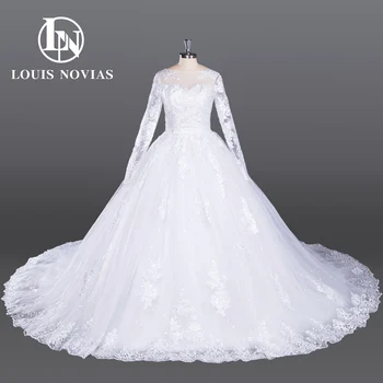 Бальное платье LOUIS NOVIAS Свадебные Платья Для женщин с жакетом 2024, свадебное платье из сверкающего тюля с вышивкой в реальном времени, Длиннохвостое,