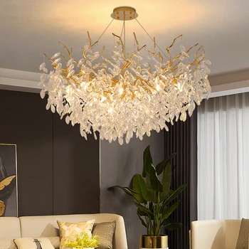 Роскошный отель, Гостиная, столовая, Люстра, Современный алюминиевый подвесной светильник K9 Crystal в форме цветка, Современный светодиодный подвесной светильник