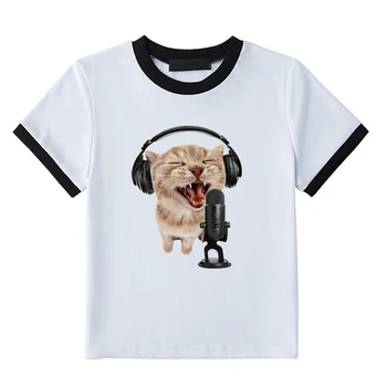 Женская футболка Y2k Cute Cat, Короткий Топ С коротким рукавом, Приталенная Футболка, Корейская мода, Уличная одежда в стиле Харадзюку, Винтажная одежда