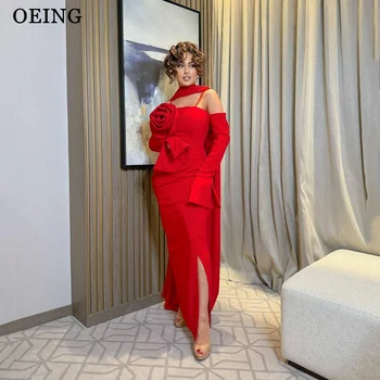 Великолепное красное атласное платье для выпускного вечера трапециевидной формы, Элегантное Арабское вечернее платье длиной до щиколоток для женщин, платья для свадебной вечеринки с накидкой