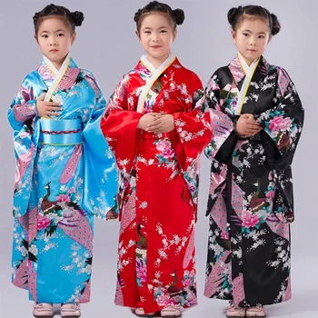 Детские Оби, винтажная одежда Юката, Японское кимоно для девочек, детское платье Хаори, апанское кимоно, Традиционный костюм для косплея 16
