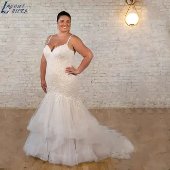 МАКЕТ NICEB Изысканное платье невесты с кружевной аппликацией, винтажное свадебное платье на бретельках с V-образным вырезом, свадебное платье-русалка Robe De Mariée, изготовленное на заказ