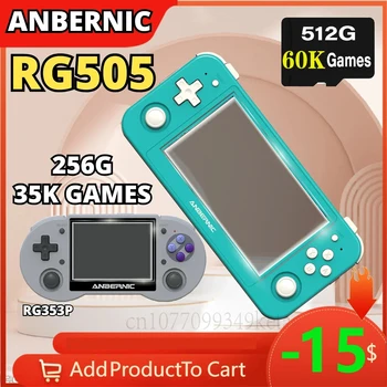 Портативная Игровая консоль ANBERNIC RG505 RG353P с 4,95-ДЮЙМОВЫМ OLED-дисплеем Android 12 System Unisoc Tiger T618 с Обновлением Hall Joyctick OTA для PSP