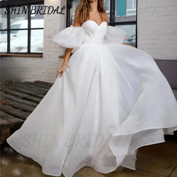 Бальное платье с вырезом лодочкой и открытыми плечами, свадебные платья для женщин 2024, длина до пола, без спинки, vestidos de novia