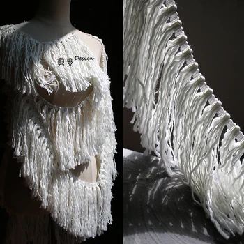 Кружевная ткань с бахромой из шерстяной линии, 2 м / лот, креативный декоративный шерстяной подол, манжеты юбки, аксессуары для одежды, дизайнерская ткань для пэчворка