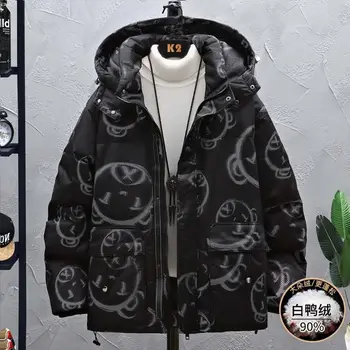 Осень и зима Защищают от холода, сохраняют тепло Мужская одежда Пуховик Модная рабочая одежда с принтом Versio с капюшоном в западном стиле
