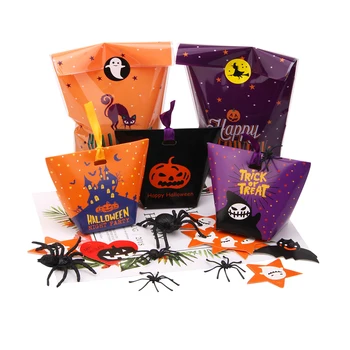 1 комплект подарочных пакетов с милыми конфетами на Хэллоуин, коробка для печенья, подарок для детей, Тыквенная летучая мышь, коробки конфет, принадлежности для счастливой вечеринки в честь Хэллоуина