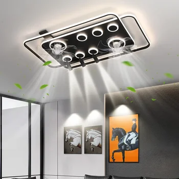 2023 Новая Прямоугольная Потолочная вентиляторная лампа для гостиной, электрическая вентиляторная лампа для спальни, простые современные лампы, творческий интеллект