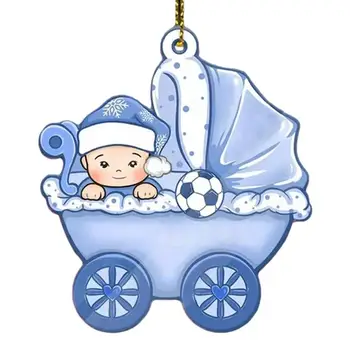 Елочные Акриловые подвески Мультяшный 2D Орнамент в форме коляски для Рождества Украшения комнаты Для дверных ручек стен каминных полок