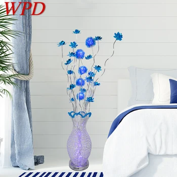 WPD Nordic Blue Торшер Современное искусство Гостиная Спальня Отель Алюминиевая Проволока Светодиодная Оригинальность Цветок Декоративный свет