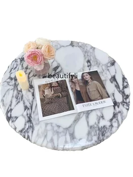 Журнальный столик в гостиной Французский Чайный столик Мраморный журнальный столик Каменная плита круглый простой Чайный столик