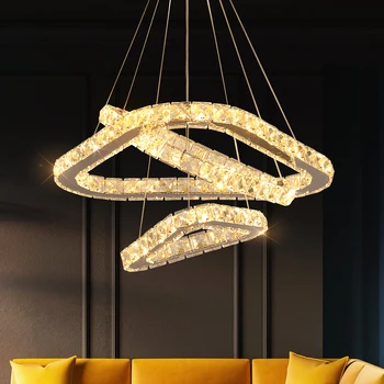 Роскошный K9 Crystal Led Современный подвесной светильник-люстра в скандинавском стиле DIY Shape Потолочный светильник Lustre для гостиной, столовой, подвесного декора
