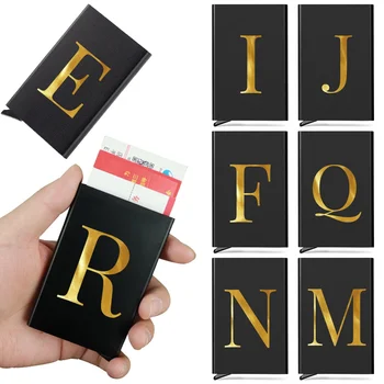 Алюминиевый Держатель для карт с защитой от Rfid, блокирующий считыватель NFC, Кошельки с буквенным рисунком, Карманный чехол, Тонкий Защитный чехол для банковских кредитных карт