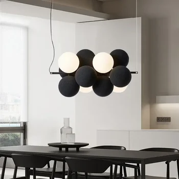 Дизайнерская люстра для столовой в стиле Qiji, Креативный фланелевый шар, гостиная на вилле, Скандинавский свет, Роскошный бар, Люстра для спальни