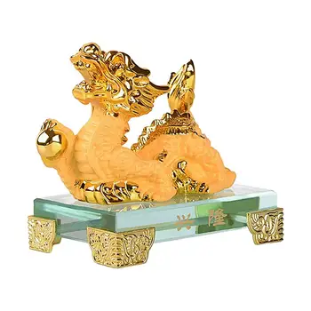 Статуя Китайского Дракона, Новогодний орнамент в виде Зодиакального Дракона, Скульптура Дракона из золотой смолы, Коллекционные фигурки Дракона для домашнего декора.