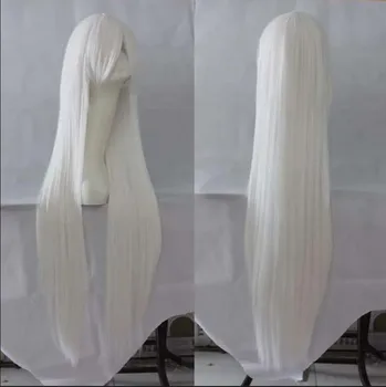 Белый парик длиной 100 см / 40 дюймов, шиньон из синтетического термостойкого волокна, Парикмахерский салон, вечеринка, Мультфильм, косплей, прямые волосы