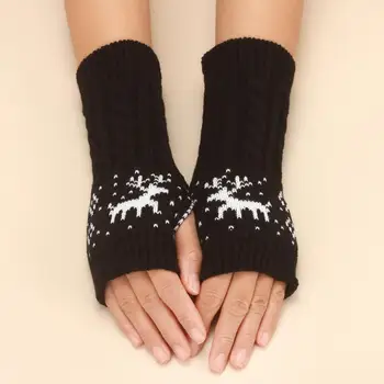 Мягкие уютные перчатки с принтом лося, зимние перчатки для набора текста с противоскользящей защитой запястий, удерживающие тепло, Мягкая теплая половина для студентов