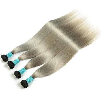 Пучки бразильских человеческих волос для женщин с прямыми прядями для плетения Омбре Серое Двухцветное наращивание человеческих волос Remy