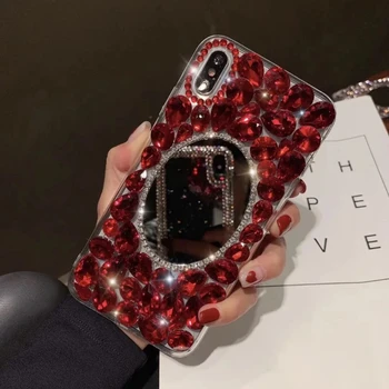 Для Huawei P50Pro P40 Mate30 для Honor 9X 50 60Pro Роскошный чехол для телефона со стразами и зеркальным кристаллом